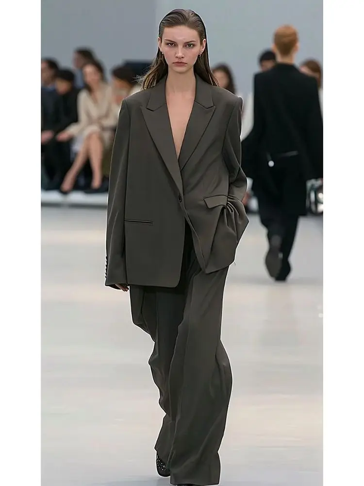 Pioneer Minimalism Women Dark Mocha Brown Suit 2 Piece Jcaket Pants Set Single-Braested Peak Lapel Loose Female Casual Office
Pioneer Minimalism Women Dark Mocha Brown Suit 2 Piece Jcaket Pants Set Single-Braested Peak Lapel Loose Female Casual Office