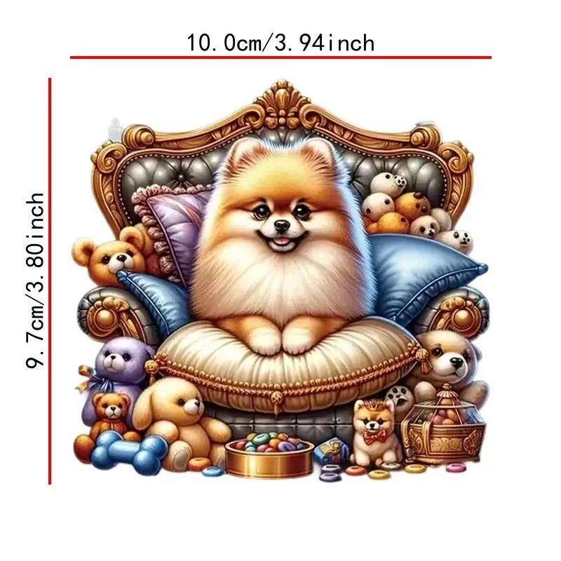 Flat 2D Stickers Made of PVC Showcasing a Fluffy Pomeranian Sitting on a Throne with Toys Around It - They Are Self-Adhesive
Flat 2D Stickers Made of PVC Showcasing a Fluffy Pomeranian Sitting on a Throne with Toys Around It - They Are Self-Adhesive