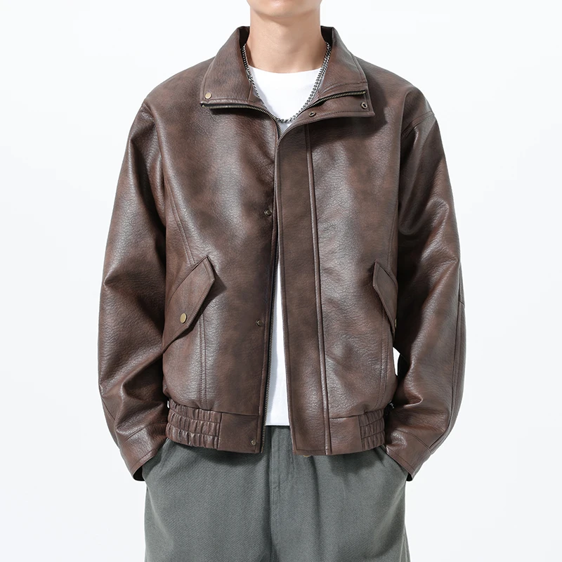 Men Solid Color Classic Jacket Side Pocket Zipper Spring New Men's Business Casual Slim Long-sleeved Pu Leather Jacket
Men Solid Color Classic Jacket Side Pocket Zipper Spring New Men's Business Casual Slim Long-sleeved Pu Leather Jacket