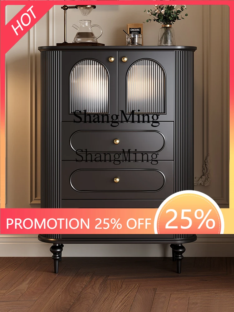 SM retro solid wood black side cabinet rounded corner new living room home wall locker
SM retro solid wood black side cabinet rounded corner new living room home wall locker