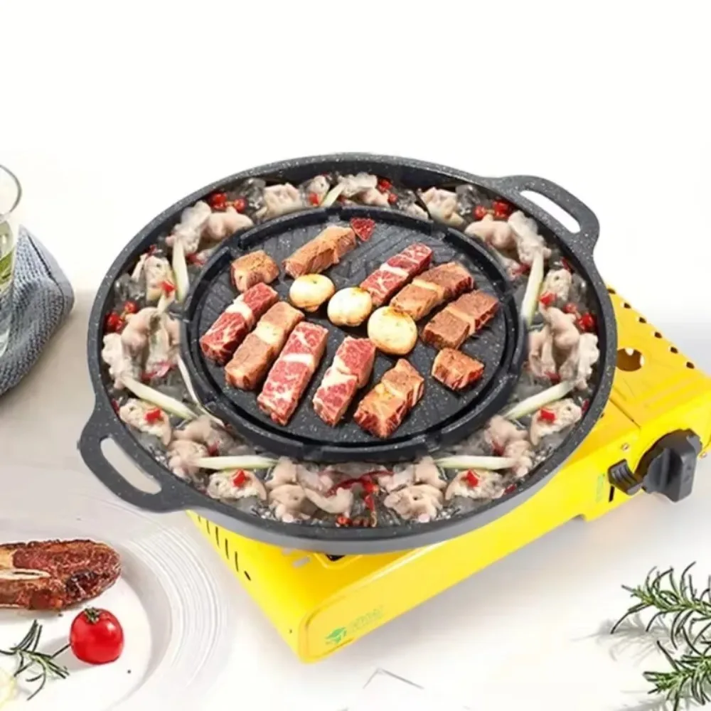Non-stick Coating Korean Grill Pan Aluminum Alloy Double-handled Barbecue Plate Oil-drain Groove Round Roast Meat Pan Picnic
Non-stick Coating Korean Grill Pan Aluminum Alloy Double-handled Barbecue Plate Oil-drain Groove Round Roast Meat Pan Picnic