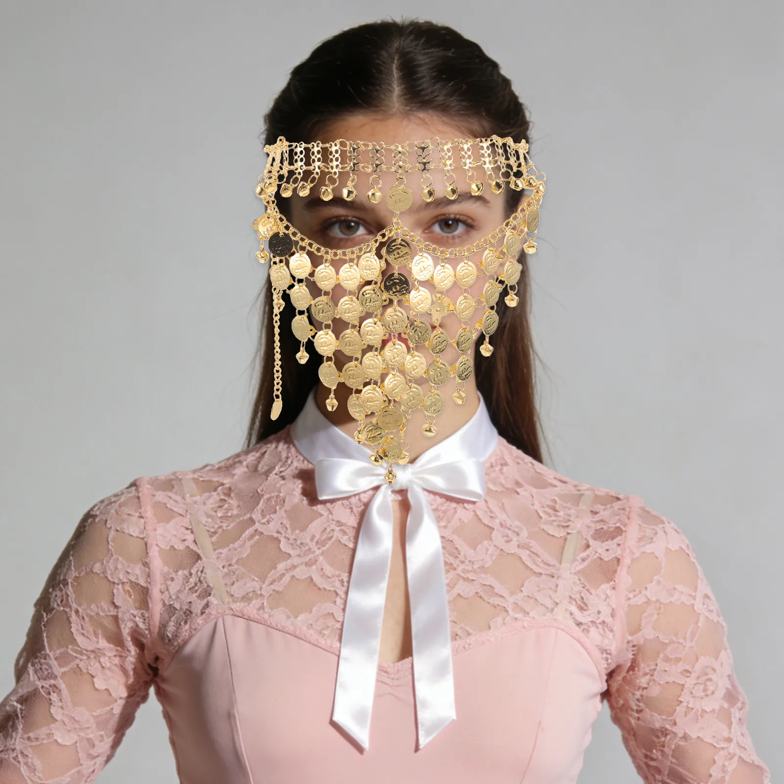 Belly Dancer Tribal Face Veil Multi-Layered Coin Tassel Mask Arabian Nights Costume Party costume Exotic Belly Dancing Jewelry
Belly Dancer Tribal Face Veil Multi-Layered Coin Tassel Mask Arabian Nights Costume Party costume Exotic Belly Dancing Jewelry