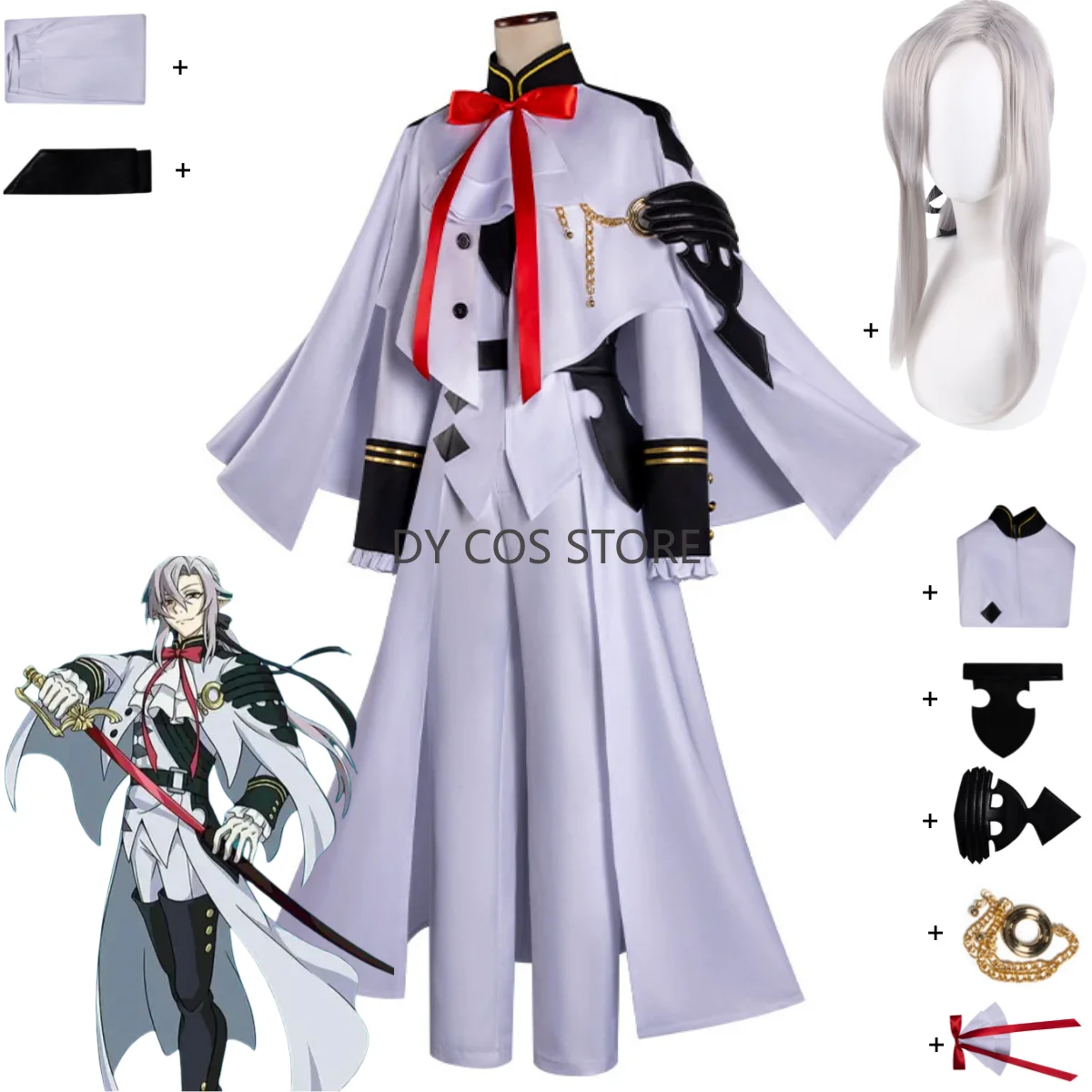 Anime Seraph of The End Ferid Bathory Cosplay Costume White Cloak Tops Coat Combat Uniform Wig Adult Man Woman Carnival Suit
Anime Seraph of The End Ferid Bathory Cosplay Costume White Cloak Tops Coat Combat Uniform Wig Adult Man Woman Carnival Suit
