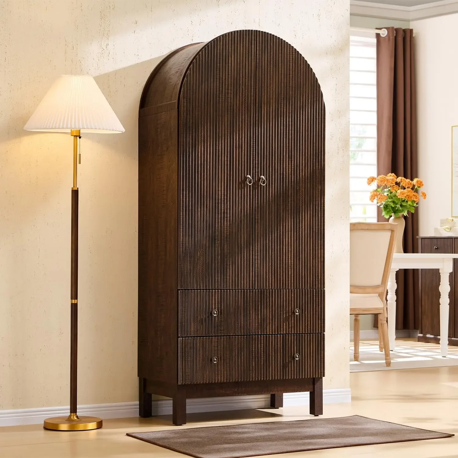 Tall Arched Pantry Cupboard Freestanding Kitchen Storage Cabinet Adjustable Shelves Large Drawers Living Room Bathroom Brown
Tall Arched Pantry Cupboard Freestanding Kitchen Storage Cabinet Adjustable Shelves Large Drawers Living Room Bathroom Brown