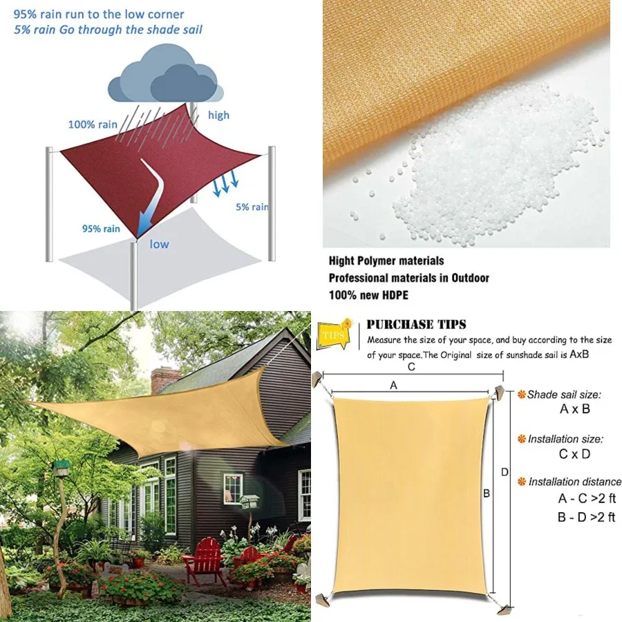 Rectangle Sun Shade Sail Canopy, 10' x 12' Patio Shade Cloth Outdoor Cover - Sunshade Fabric Awning Shelter for Pergola Backyar
Rectangle Sun Shade Sail Canopy, 10' x 12' Patio Shade Cloth Outdoor Cover - Sunshade Fabric Awning Shelter for Pergola Backyar
