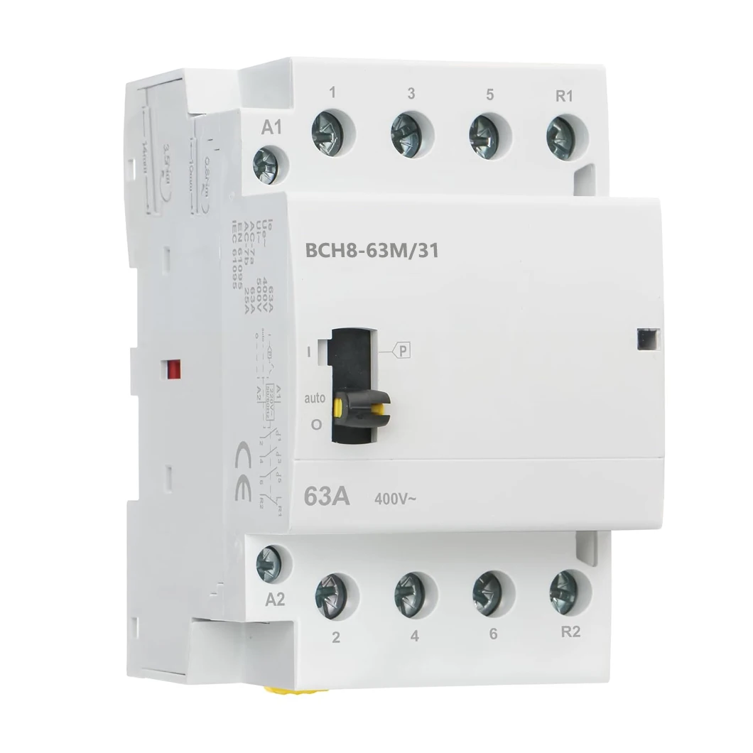 ABILKEEN BCH8-63M/31 63A 3NO1NC 4Pole Manual Household AC Contactor 50/60Hz Modular Contactor Circuit Manual/Automatic Control
ABILKEEN BCH8-63M/31 63A 3NO1NC 4Pole Manual Household AC Contactor 50/60Hz Modular Contactor Circuit Manual/Automatic Control