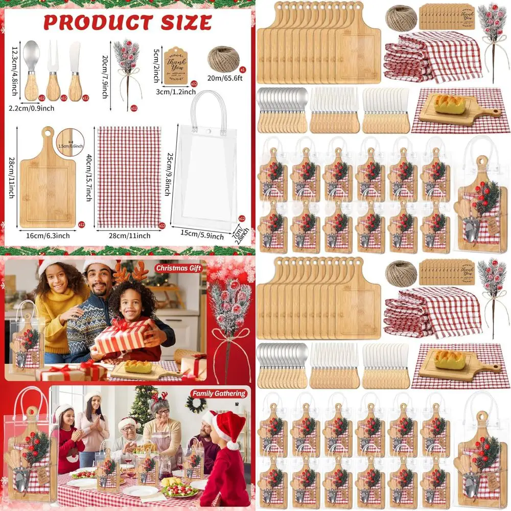 Bulk Christmas Cheese Boards with Bamboo Set, Cutlery, Red Plaid Towel, and Thank You Card for Holiday Gifts
Bulk Christmas Cheese Boards with Bamboo Set, Cutlery, Red Plaid Towel, and Thank You Card for Holiday Gifts