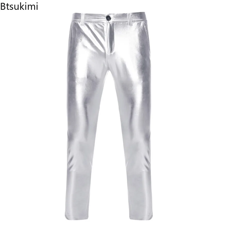 New 2025 Men's Fashion Slim Fit Shiny Coated Metallic Pants Casual Trousers for Men Nightclub Stage Perform Costume Singer Pants
New 2025 Men's Fashion Slim Fit Shiny Coated Metallic Pants Casual Trousers for Men Nightclub Stage Perform Costume Singer Pants