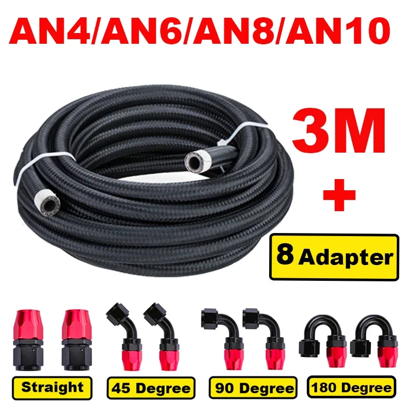3M AN4 AN6 AN8 AN10 Fuel Hoses Stainless Braided Nylon CPE Oil Line Hose For Racing Car Fuel Fluid Oil Gas Transmission Cooler
3M AN4 AN6 AN8 AN10 Fuel Hoses Stainless Braided Nylon CPE Oil Line Hose For Racing Car Fuel Fluid Oil Gas Transmission Cooler
