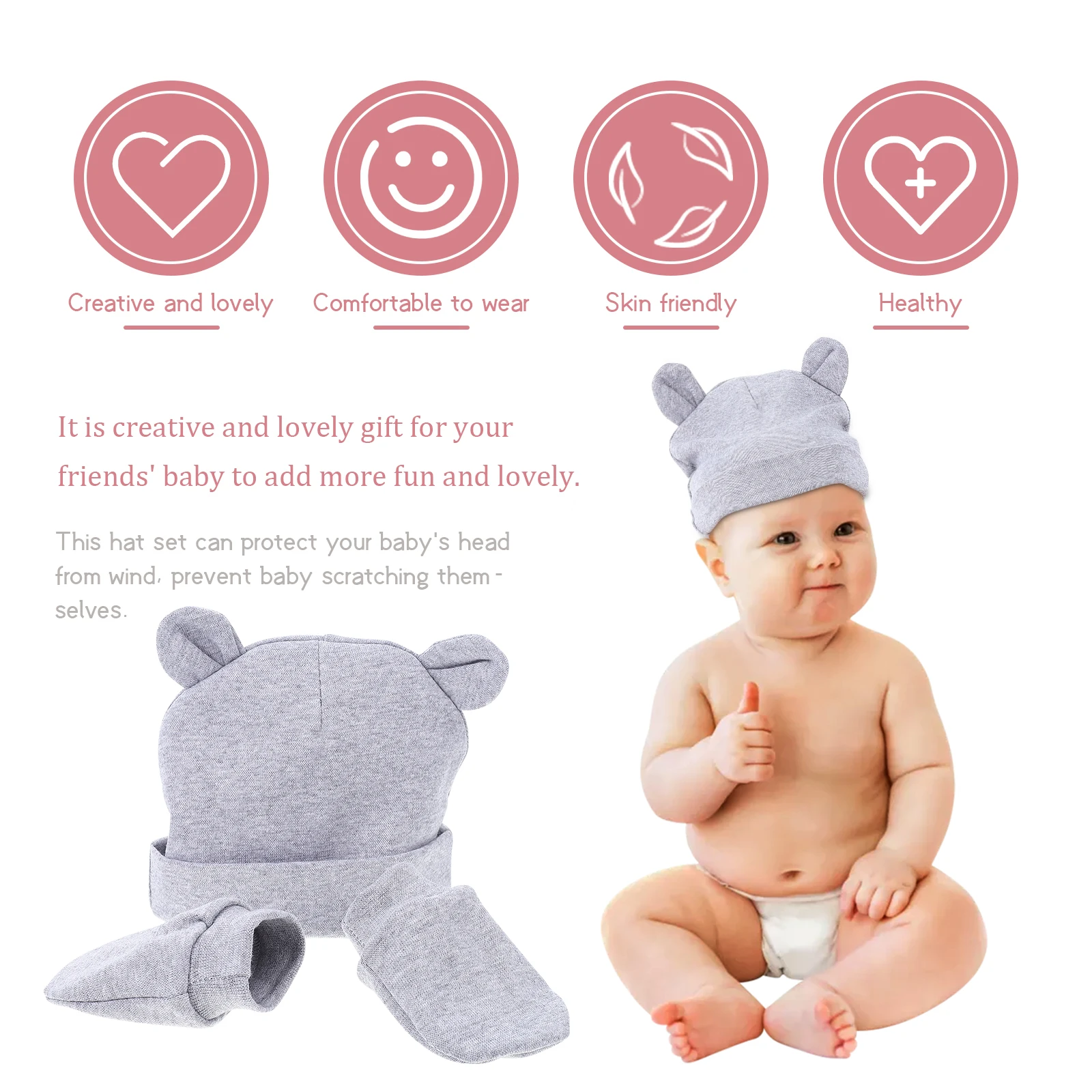 Baby Hat Hand Cover Set Newborn Spandex Gloves Anti-scratching Protection 0-6 Months Keeps Warm Winter Accessories
Baby Hat Hand Cover Set Newborn Spandex Gloves Anti-scratching Protection 0-6 Months Keeps Warm Winter Accessories