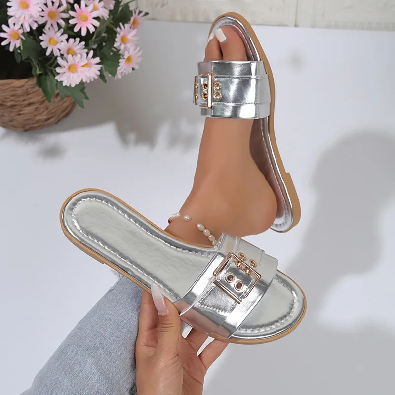2025 New Women Slides Personality Buckle Open Toe Wear-resistant Office Flat Slippers Summer Sandy Beach Sandals Women Shoes
2025 New Women Slides Personality Buckle Open Toe Wear-resistant Office Flat Slippers Summer Sandy Beach Sandals Women Shoes