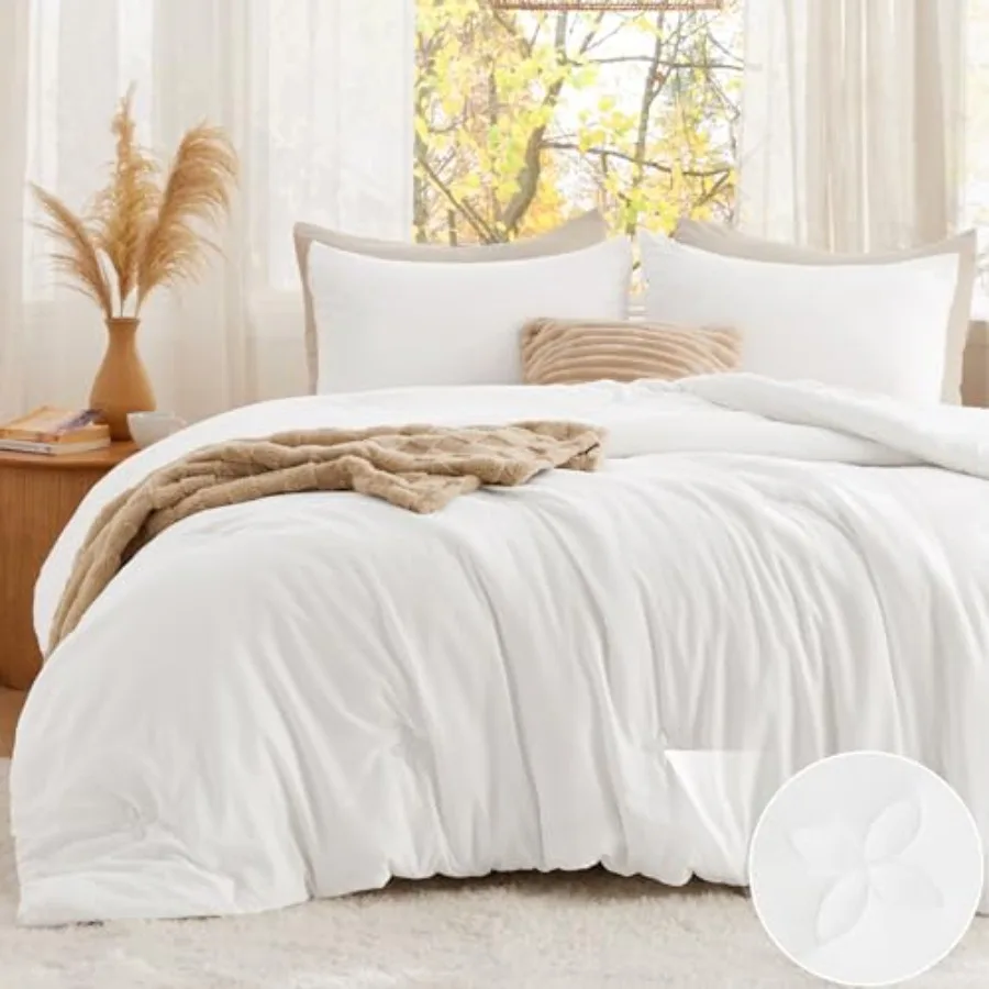 Comforter Set White, Soft Prewashed Size Bedding, Quilted Comforter with Clover Design, Down Alternative Comforter for All Seas
Comforter Set White, Soft Prewashed Size Bedding, Quilted Comforter with Clover Design, Down Alternative Comforter for All Seas