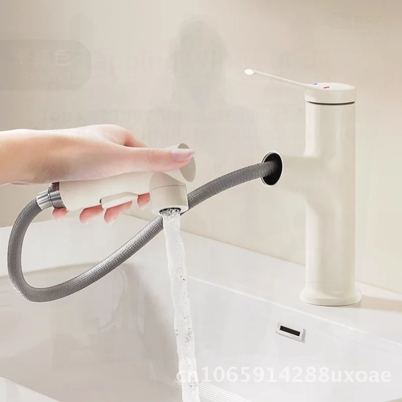 White Wash Basin Pull-Out Faucet Hot And Cold Water Bathroom Sink Copper Modern Minimalist Design with Ceramic Disc Valve
White Wash Basin Pull-Out Faucet Hot And Cold Water Bathroom Sink Copper Modern Minimalist Design with Ceramic Disc Valve