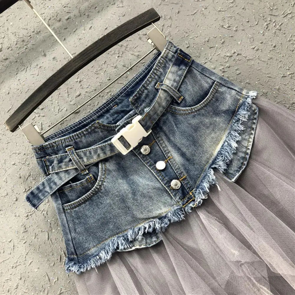 High Quality Women Denim Mesh Patchwork Lace Skirt High Waist A Line Asymmetric Frill Tulle Gothic Chic Skirts Faldas Mujer 2025
High Quality Women Denim Mesh Patchwork Lace Skirt High Waist A Line Asymmetric Frill Tulle Gothic Chic Skirts Faldas Mujer 2025