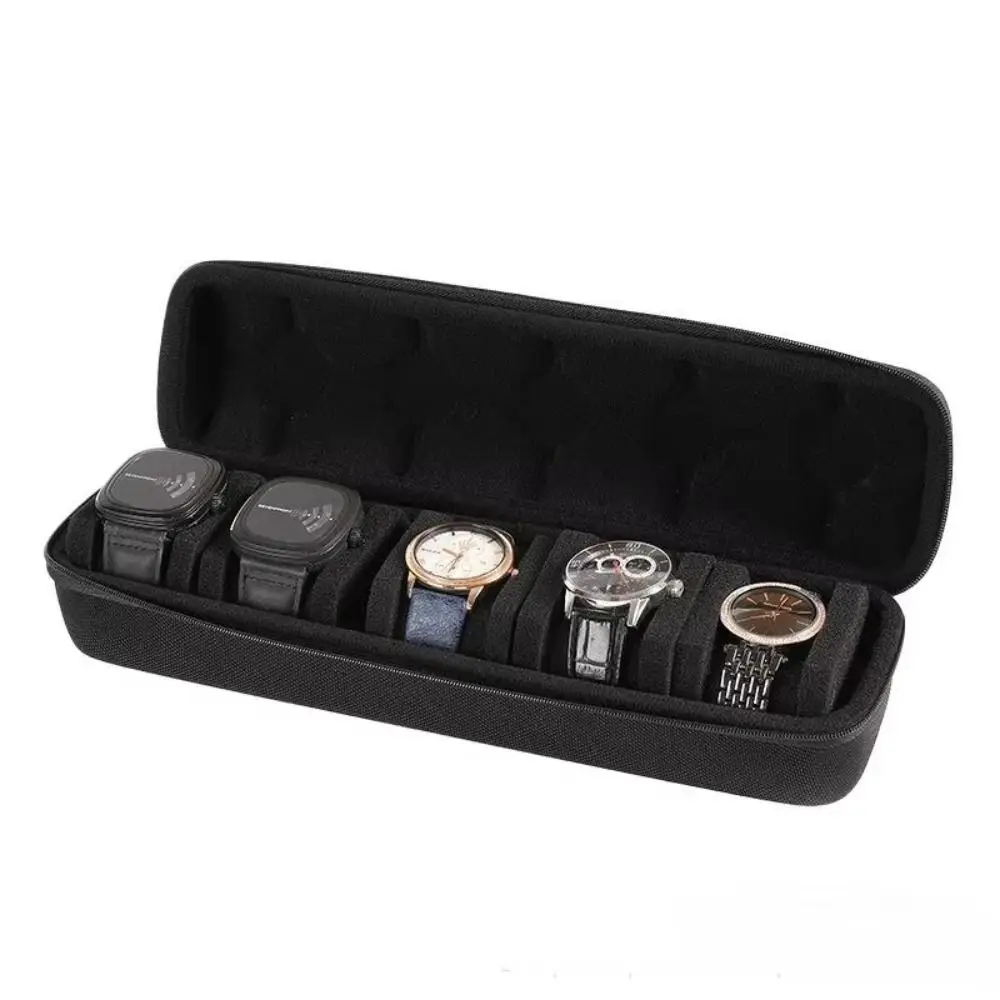 Portable 5-Slot Watch Box Organizer Hard Shell Black Watch Display Storage Box with Pillow Insert Watch Case for Watch Storage
Portable 5-Slot Watch Box Organizer Hard Shell Black Watch Display Storage Box with Pillow Insert Watch Case for Watch Storage