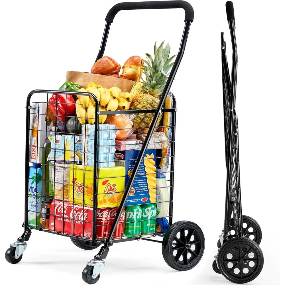 Compact Folding Shopping Cart, Dual Swivel Wheels with Adjustable Handle, 70L 66LBS Capacity Portable Trolley for Grocery, Black
Compact Folding Shopping Cart, Dual Swivel Wheels with Adjustable Handle, 70L 66LBS Capacity Portable Trolley for Grocery, Black