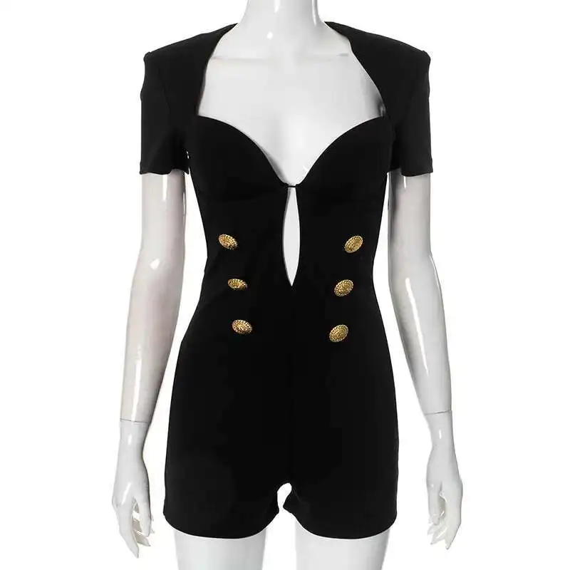 and D24rp593 Autumn Winter New Lion Button Nightclub Jumpsuit Shorts Black V-neck Short Sleeved Pants Set
and D24rp593 Autumn Winter New Lion Button Nightclub Jumpsuit Shorts Black V-neck Short Sleeved Pants Set