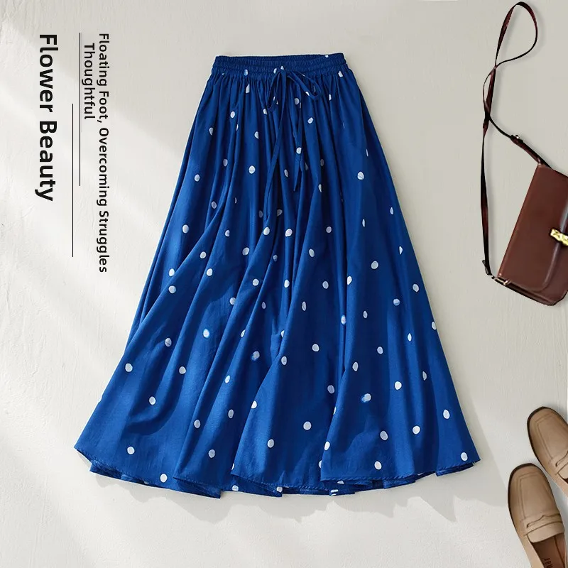 Elegant Anti-Aging Women's Blue Polka Dot Pure Cotton Halter Neck Print A-Line Long Skirt Spring Autumn New Style Waist Cinched
Elegant Anti-Aging Women's Blue Polka Dot Pure Cotton Halter Neck Print A-Line Long Skirt Spring Autumn New Style Waist Cinched