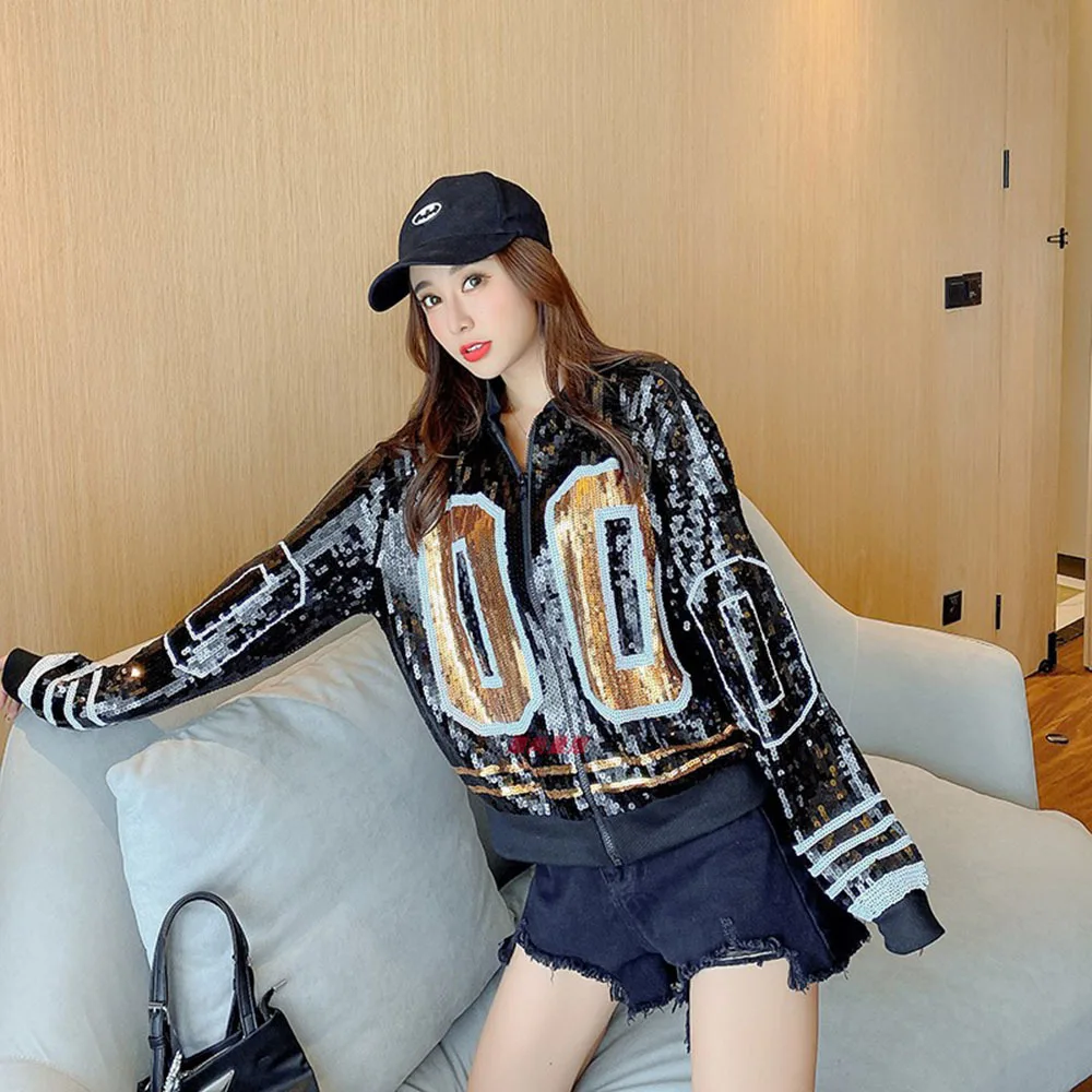 Korean Quality Colorful Sequin Women Coat Loose Round Neck Jacket Tops Women Casual Zipper Jackets Female Streetwear Outerwear
Korean Quality Colorful Sequin Women Coat Loose Round Neck Jacket Tops Women Casual Zipper Jackets Female Streetwear Outerwear