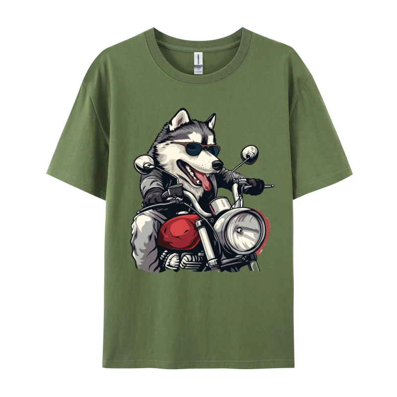 Husky Dog Riding Motorcycle T-shirt Halloween High Quality Camisa T-Shirt 100% Cotton Green And White Graphic T Shirt Men
Husky Dog Riding Motorcycle T-shirt Halloween High Quality Camisa T-Shirt 100% Cotton Green And White Graphic T Shirt Men