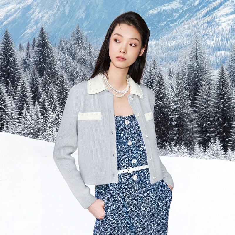 Elegant Korean Style Knitted Cardigan Detachable Button up Color Block Commute Friendly Short Sleeve Pearl Embellished
Elegant Korean Style Knitted Cardigan Detachable Button up Color Block Commute Friendly Short Sleeve Pearl Embellished