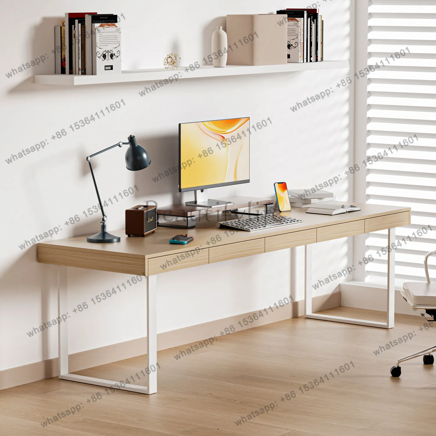 Solid wood modern simple desk study office integrated home balcony table with drawers
Solid wood modern simple desk study office integrated home balcony table with drawers