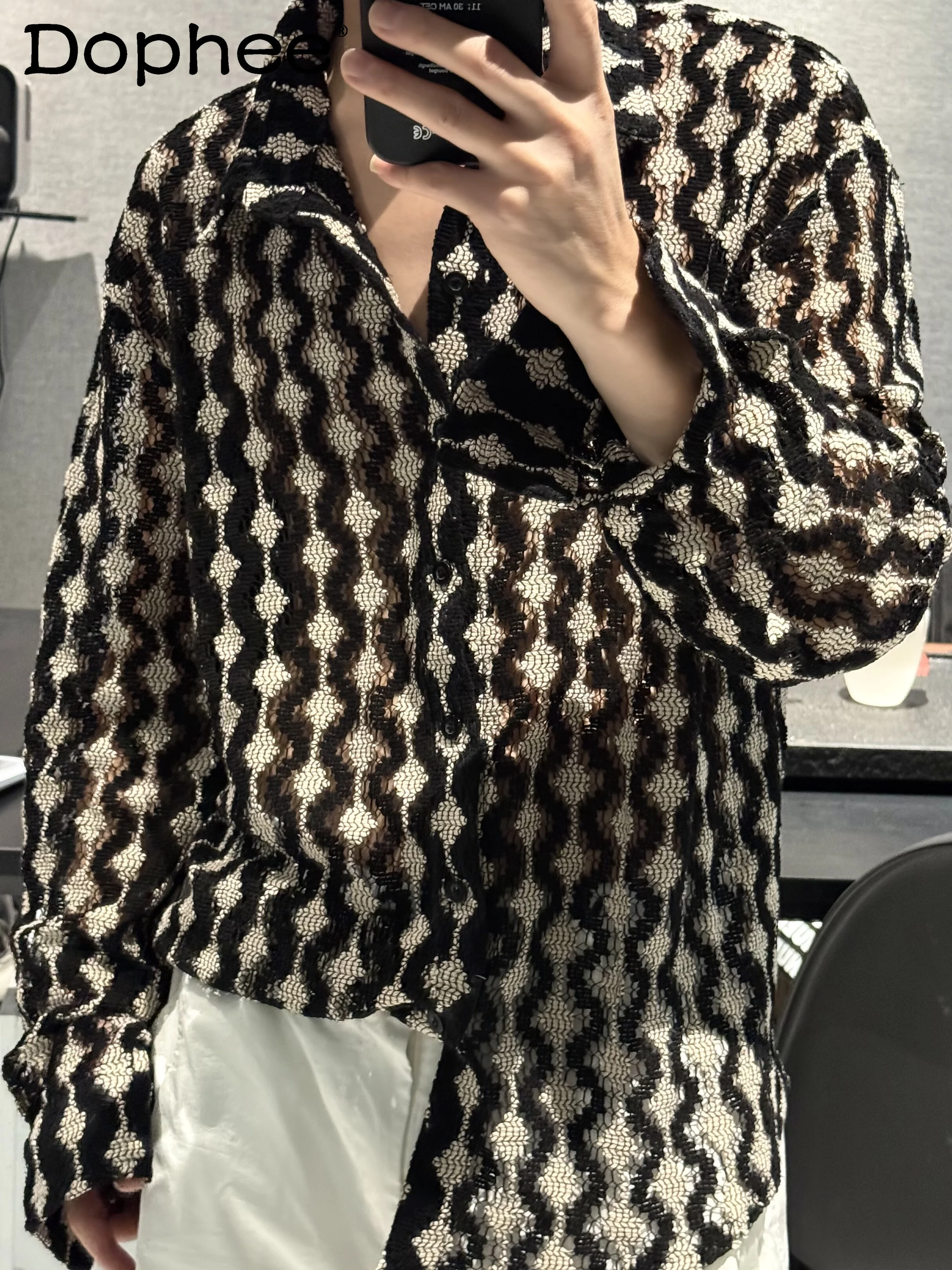 Summer New Vintage Heavywork Striped Hollow Long Sleeve Shirt 2025 New Fashion Trend Loose Casual Youth Popular Jacket for Men
Summer New Vintage Heavywork Striped Hollow Long Sleeve Shirt 2025 New Fashion Trend Loose Casual Youth Popular Jacket for Men