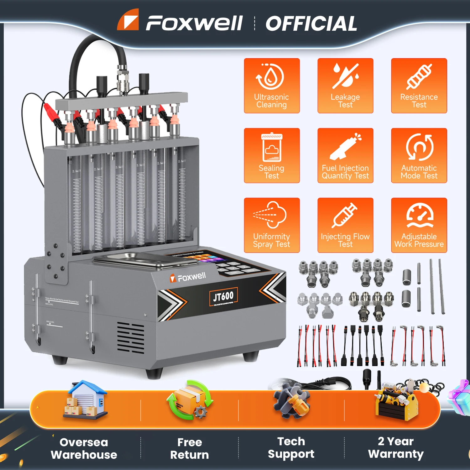 FOXWELL JT600 GDI Piezo 6-Cylinder GDI EFI FSI Fuel Injector Cleaner Tester Car Ultrasonic Injection Cleaning Kit Multilingual
FOXWELL JT600 GDI Piezo 6-Cylinder GDI EFI FSI Fuel Injector Cleaner Tester Car Ultrasonic Injection Cleaning Kit Multilingual