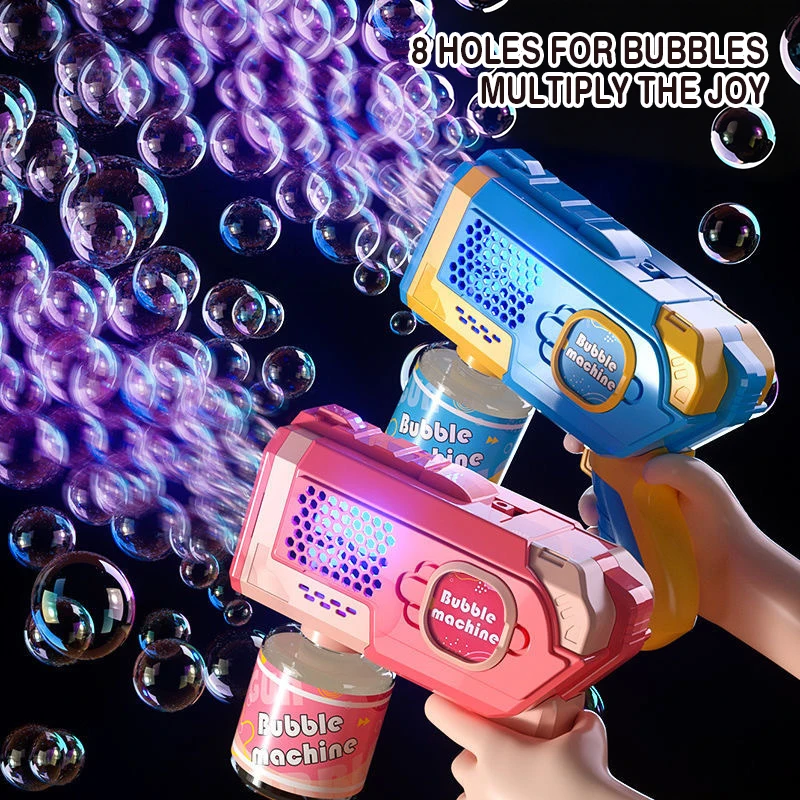 Handheld Bubble Gun Toy 8-Hole Automatic Bubble Blower with LED Light Kids Electric Bubble Machine for Outdoor Play
Handheld Bubble Gun Toy 8-Hole Automatic Bubble Blower with LED Light Kids Electric Bubble Machine for Outdoor Play
