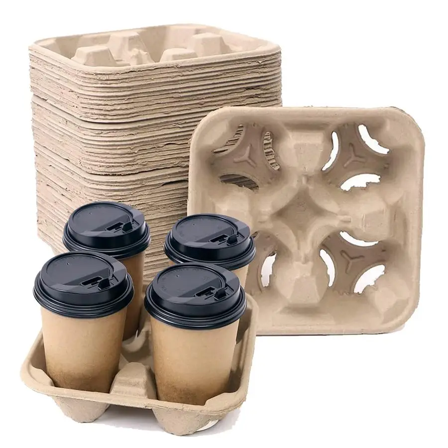Compostable Drink Carriers, 100 Pack Paper Pulp Cup Holder for 4 Cups 832 oz Biodegradable Tray for Coffee, Bubble Tea, Takeout
Compostable Drink Carriers, 100 Pack Paper Pulp Cup Holder for 4 Cups 832 oz Biodegradable Tray for Coffee, Bubble Tea, Takeout