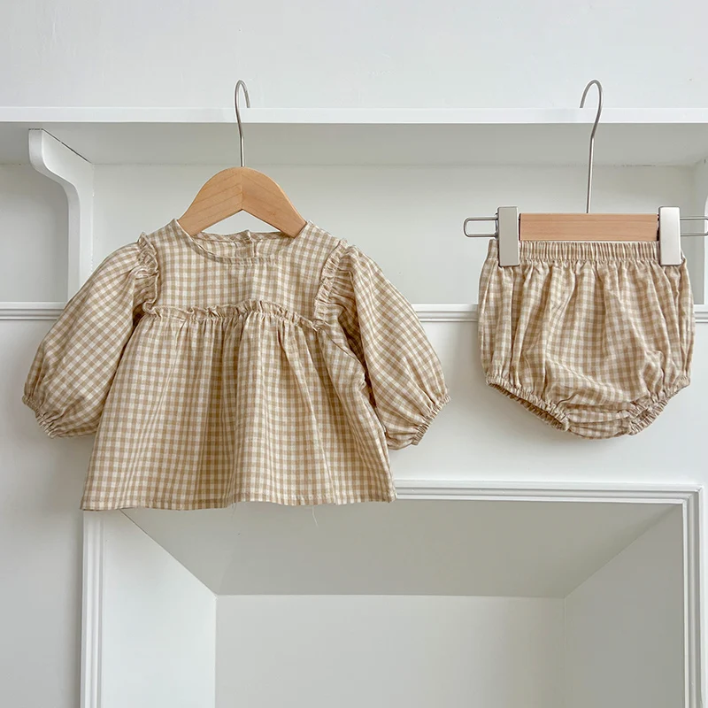 2025 Spring Korean Style Toddler Baby Girl Clothes Suit Long Sleeved Cotton Checkered Shirt+PP Shorts Newborn Baby Clothing Set
2025 Spring Korean Style Toddler Baby Girl Clothes Suit Long Sleeved Cotton Checkered Shirt+PP Shorts Newborn Baby Clothing Set