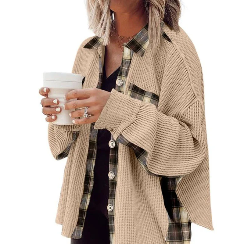 2023 NEW Autumn AND Winter Women's Casual Waffle Knitted Plaid Fashion Trend Jacket Versatile Simple Fake Two Boyfriend Shirts
2023 NEW Autumn AND Winter Women's Casual Waffle Knitted Plaid Fashion Trend Jacket Versatile Simple Fake Two Boyfriend Shirts