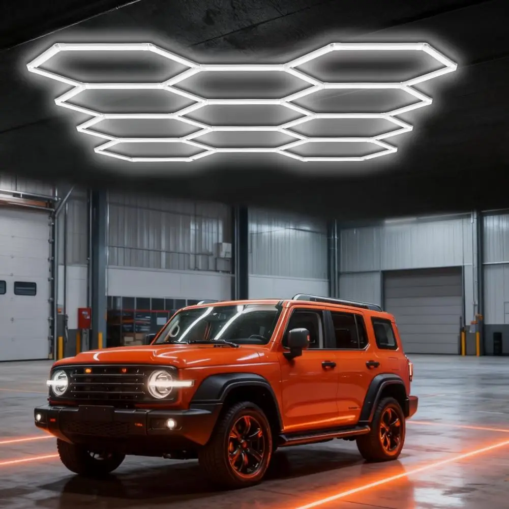 Garage Ceiling Light, Brightness Adjustable 6500K Honeycomb Design Hexagon Garage Lights, 3/5/8/11/14 Grids LED Gym Light
Garage Ceiling Light, Brightness Adjustable 6500K Honeycomb Design Hexagon Garage Lights, 3/5/8/11/14 Grids LED Gym Light