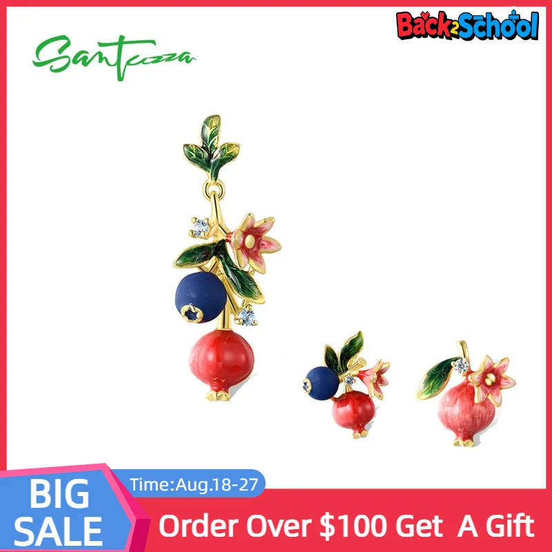 SANTUZZA Pure 925 Sterling Silver Fruit Pendant for Women Delicate Blueberries & Pomegranate Trendy Party Fine Jewelry Enamel
SANTUZZA Pure 925 Sterling Silver Fruit Pendant for Women Delicate Blueberries & Pomegranate Trendy Party Fine Jewelry Enamel