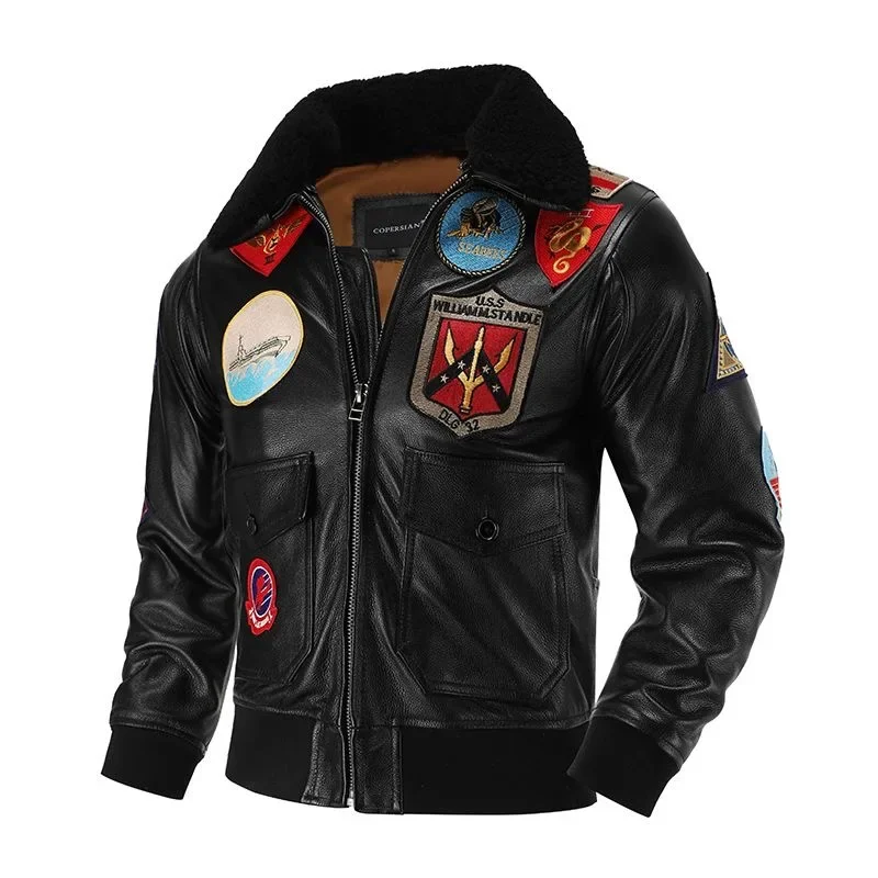 Genuine Leather Men'S G1 Pilot Jacket Top Layer Cowhide Motorcycle Suit Made Of Old Stone Grinding Plus Cotton Fur Collar Jacket
Genuine Leather Men'S G1 Pilot Jacket Top Layer Cowhide Motorcycle Suit Made Of Old Stone Grinding Plus Cotton Fur Collar Jacket