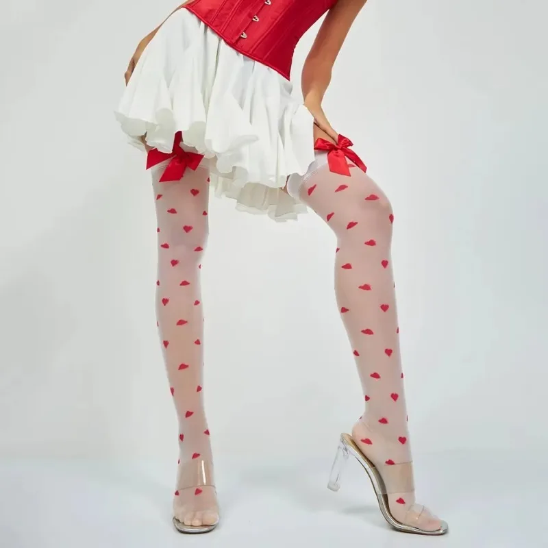Kave Sexy Cute Love Heart Pattern Stockings Nylon High Stockings Red Bow Decoration Women Valentine Day Gift Christmas Wear Sock
Kave Sexy Cute Love Heart Pattern Stockings Nylon High Stockings Red Bow Decoration Women Valentine Day Gift Christmas Wear Sock