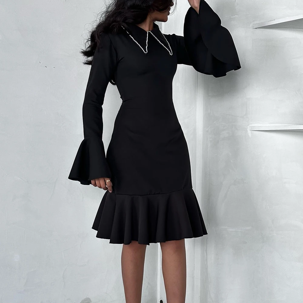 Delicate Crystal Flare sleeves Jersey Evening Dresses Fashion A-Line Knee Length Crew neck Long Sleeves Vestidos De Fiesta
Delicate Crystal Flare sleeves Jersey Evening Dresses Fashion A-Line Knee Length Crew neck Long Sleeves Vestidos De Fiesta