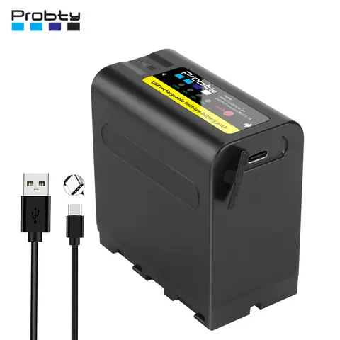 Probty 10800mAh NP-F980 NP-F970 NPF960 NP F970 Batteria con uscita di ricarica USB per Sony PLM-100 CCD-TRV35 MVC-FD91 MC1500C