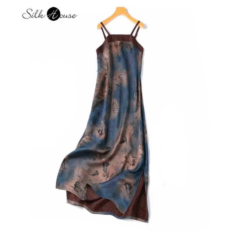 Design Sense Chinese Style 100% Natural Mulberry Silk Flower Luo gambiered Guangdong gauze Side Zipper Women's Split Dress
Design Sense Chinese Style 100% Natural Mulberry Silk Flower Luo gambiered Guangdong gauze Side Zipper Women's Split Dress