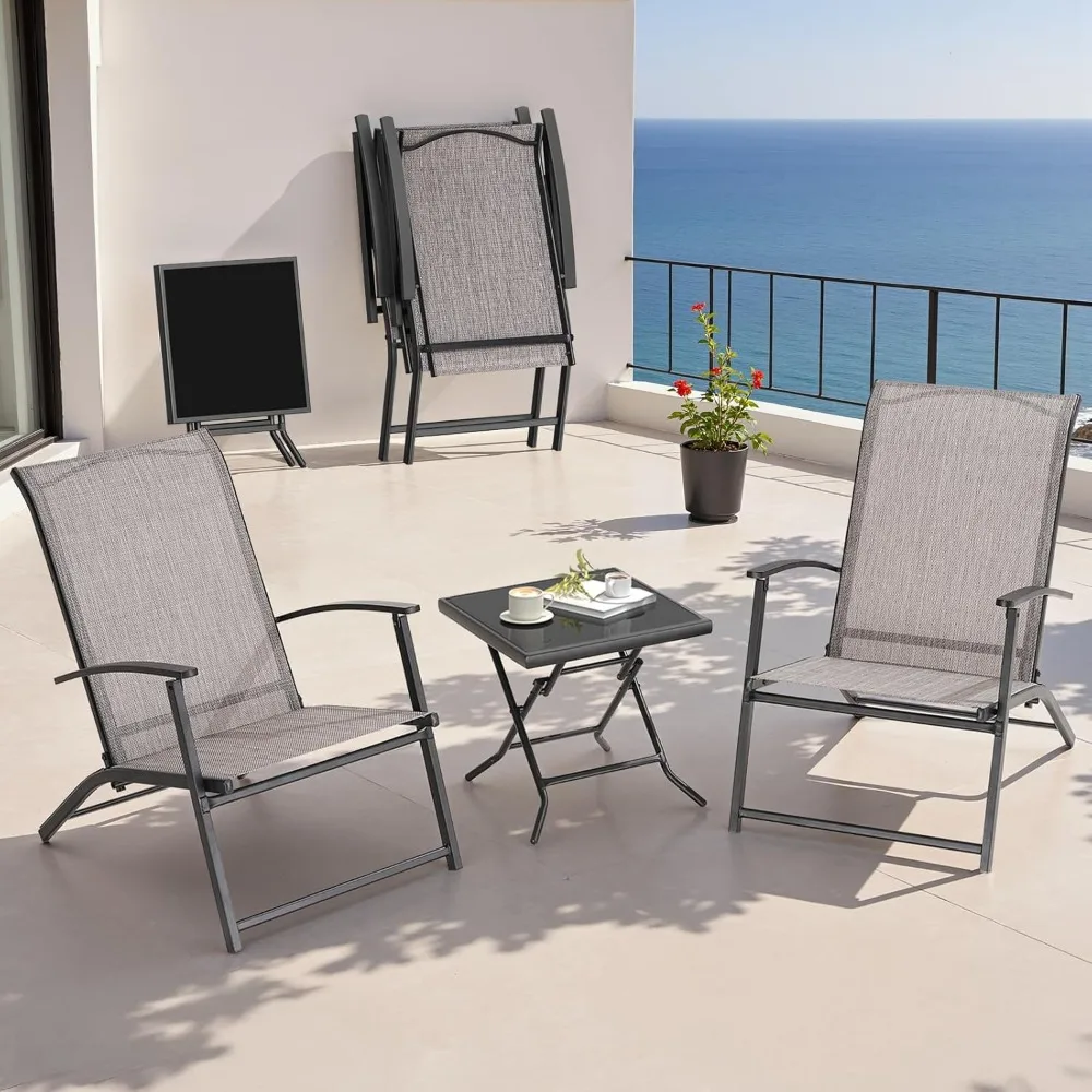 3 Piece Folding Chairs Set of 2 with Side Table, No Assembly Chair Textilene Patio Set Outdoor Folding Chairs for Fire Pit Garde
3 Piece Folding Chairs Set of 2 with Side Table, No Assembly Chair Textilene Patio Set Outdoor Folding Chairs for Fire Pit Garde