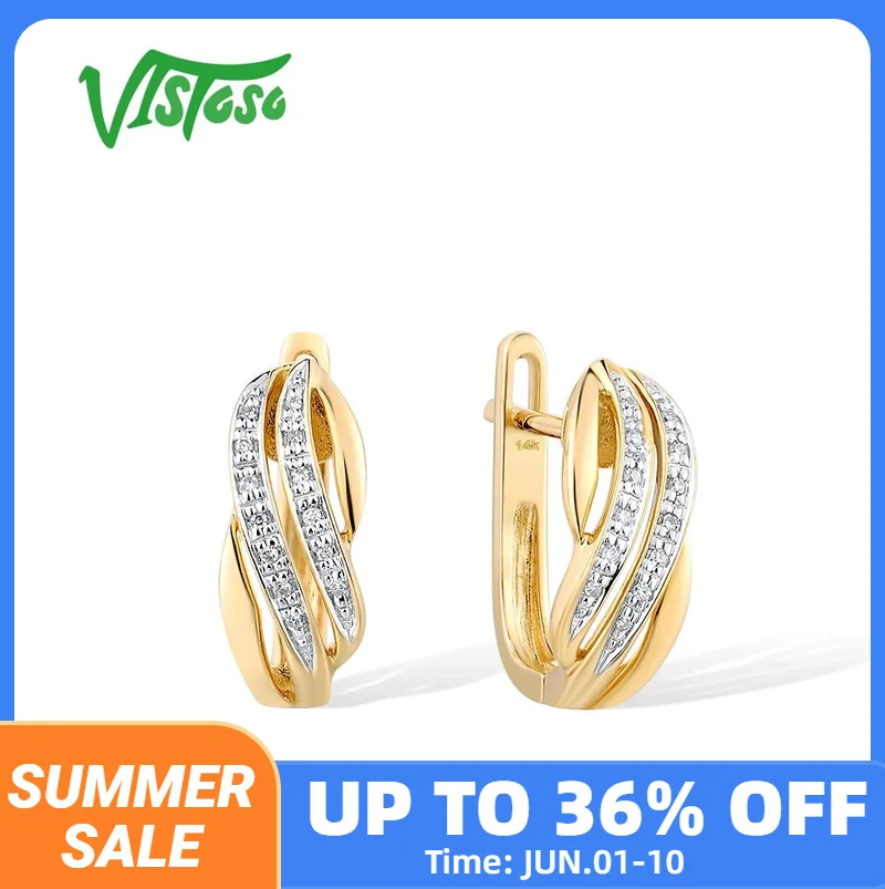 VISTOSO Pure 14K 585 Yellow Gold Earrings For Lady Glamorous Sparkling Diamond Earrings Wedding Engagement Gift Fine Jewelry
VISTOSO Pure 14K 585 Yellow Gold Earrings For Lady Glamorous Sparkling Diamond Earrings Wedding Engagement Gift Fine Jewelry