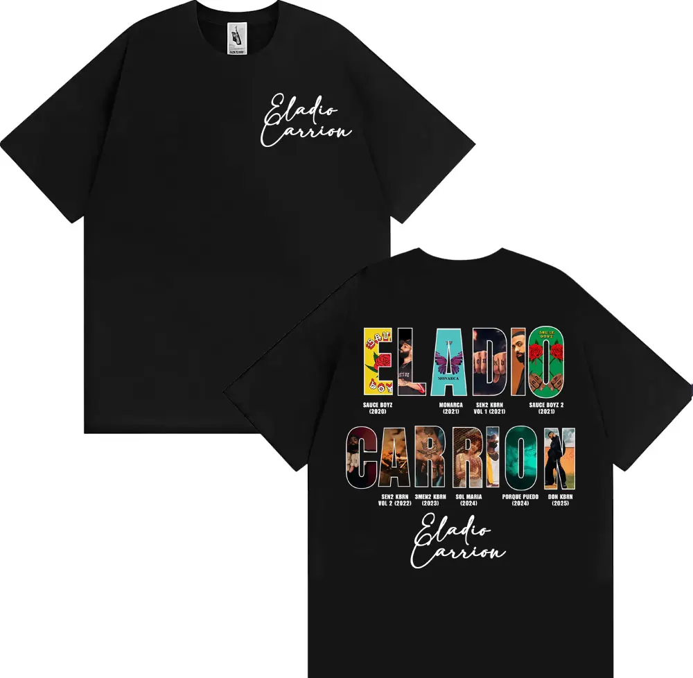 Rapper Eladio Carrion Album Cover 2025 Tour T Shirt Men Women Vintage 90s Hip Hop Street T-shirts Casual Loose Oversized T-shirt
Rapper Eladio Carrion Album Cover 2025 Tour T Shirt Men Women Vintage 90s Hip Hop Street T-shirts Casual Loose Oversized T-shirt