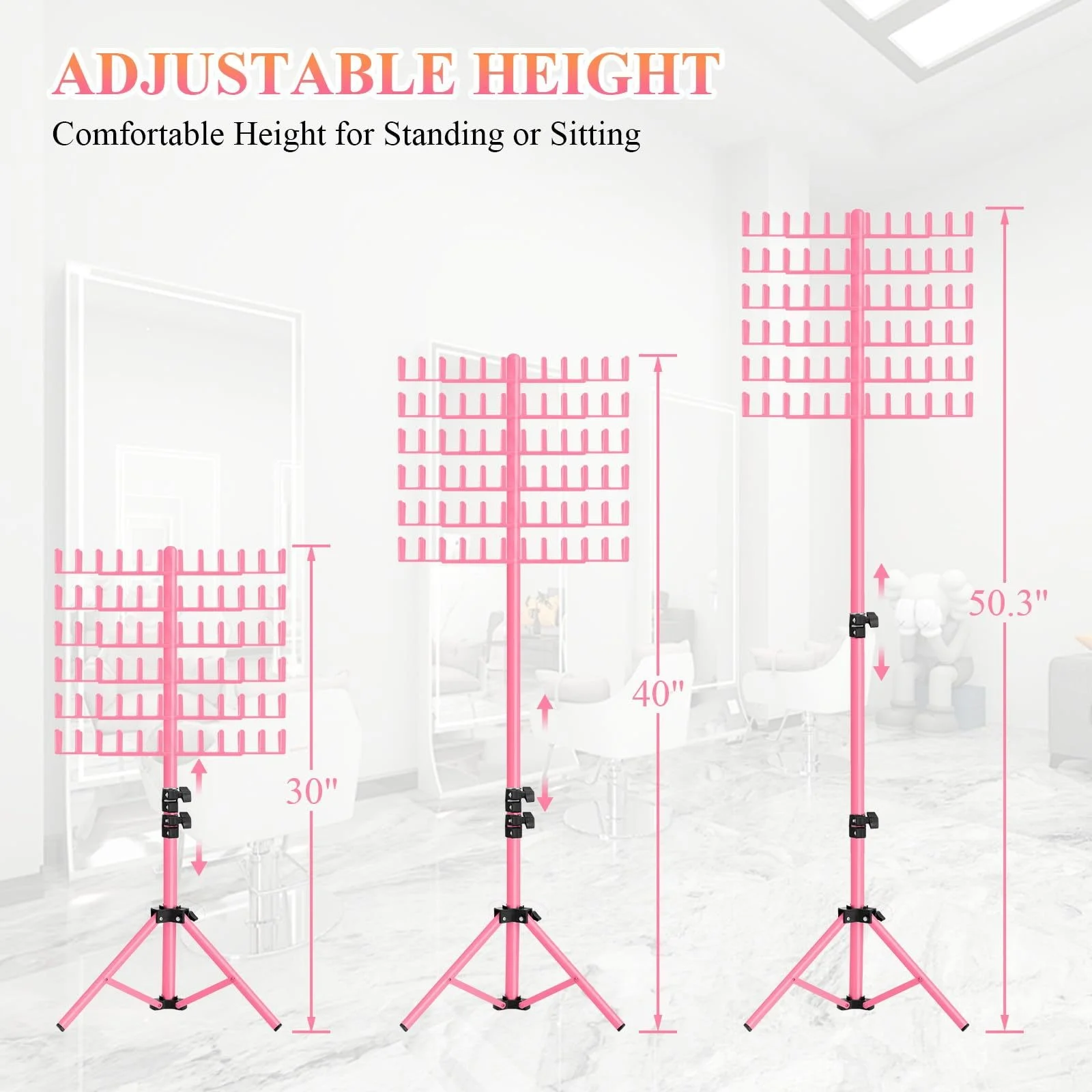 Двусторонняя стойка для плетения волос, стоячая стойка для наращивания волос, регулируемая по высоте, профессиональный салонный держатель для наращивания волос, вешалка
Двусторонняя стойка для плетения волос, стоячая стойка для наращивания волос, регулируемая по высоте, профессиональный салонный держатель для наращивания волос, вешалка