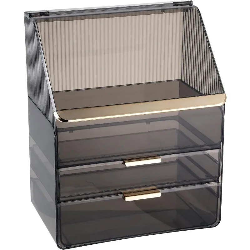 Makeup Organizer with Lid Cosmetic Storage Box for Bathroom Counter Cosmetic Display Case with Drawers for Vanity Countertop Mak
Makeup Organizer with Lid Cosmetic Storage Box for Bathroom Counter Cosmetic Display Case with Drawers for Vanity Countertop Mak