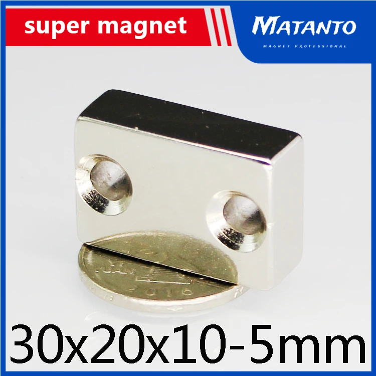 1pc Strong Quadrate Magnet 2 holes 5mm Powerful NdFeB Magnets 30x20x10-5mm Block Rare Earth Magnets 30*20*10-5mm
1pc Strong Quadrate Magnet 2 holes 5mm Powerful NdFeB Magnets 30x20x10-5mm Block Rare Earth Magnets 30*20*10-5mm