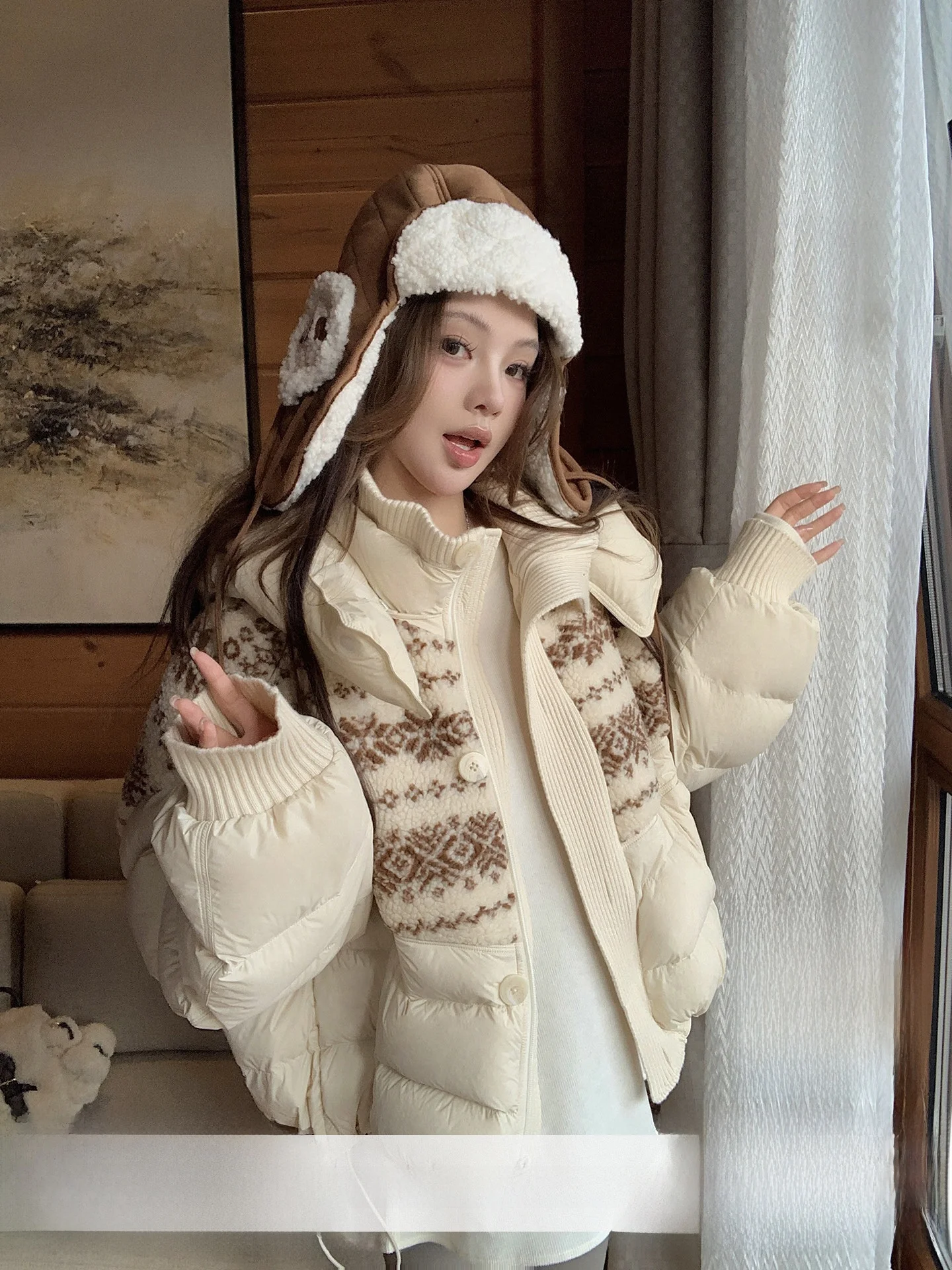 Women's Thiened White Du down Jaet Stand Collar eepskin Patchwork Coat Warm Casual Sle Zipper Closure Long Sve
Women's Thiened White Du down Jaet Stand Collar eepskin Patchwork Coat Warm Casual Sle Zipper Closure Long Sve