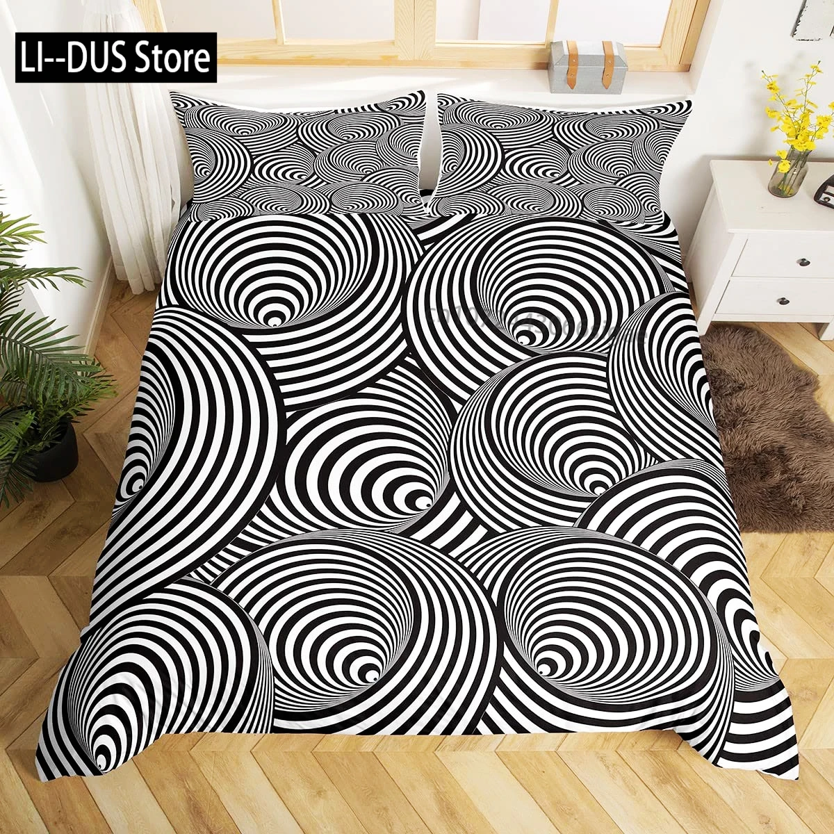 Black White Art Bedding Set,Abstract Geometry Duvet Cover For Kids Teen Boys Girls,Optical Illusion Comforter Cover, Full Size
Black White Art Bedding Set,Abstract Geometry Duvet Cover For Kids Teen Boys Girls,Optical Illusion Comforter Cover, Full Size