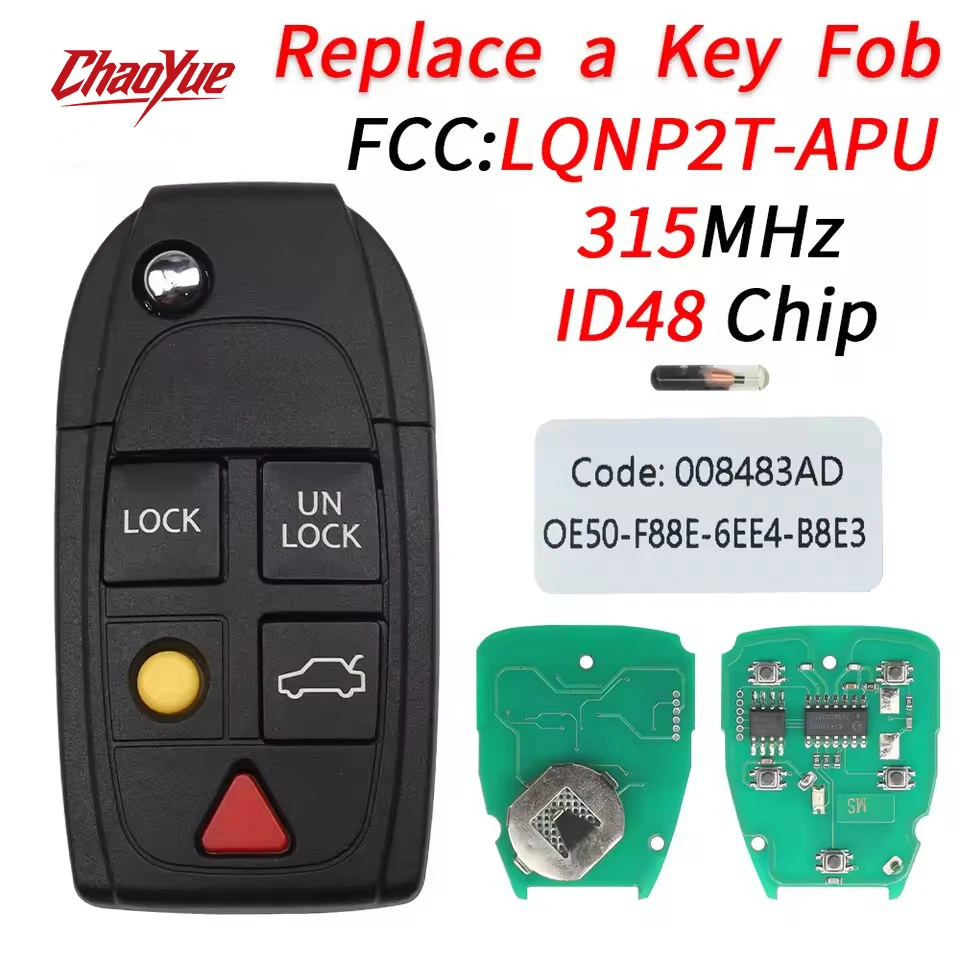 LQNP2T-APU 315MHz ID48 Chip Flip mando a distancia inteligente para coche Volvo XC70 XC90 S60 S70 S80 V70 2004-2015 P/N 8688799
LQNP2T-APU 315MHz ID48 Chip Flip mando a distancia inteligente para coche Volvo XC70 XC90 S60 S70 S80 V70 2004-2015 P/N 8688799