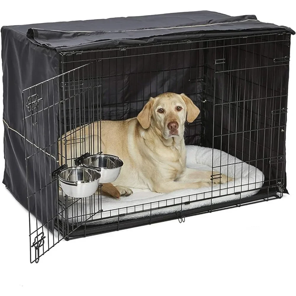 Dog Crate Starter Kit Ideal for Large Dog Breeds (weighing 71 - 90 Pounds) Includes Crate With Cover, Pet Bed, 2 Dog Bowls
Dog Crate Starter Kit Ideal for Large Dog Breeds (weighing 71 - 90 Pounds) Includes Crate With Cover, Pet Bed, 2 Dog Bowls