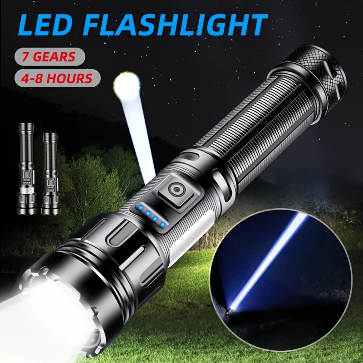 USB Rechargeable Flashlight With Base, Long Battery Life LED Flashlight, 7 Modes, Power Display Flashlight With COB Side Light
USB Rechargeable Flashlight With Base, Long Battery Life LED Flashlight, 7 Modes, Power Display Flashlight With COB Side Light